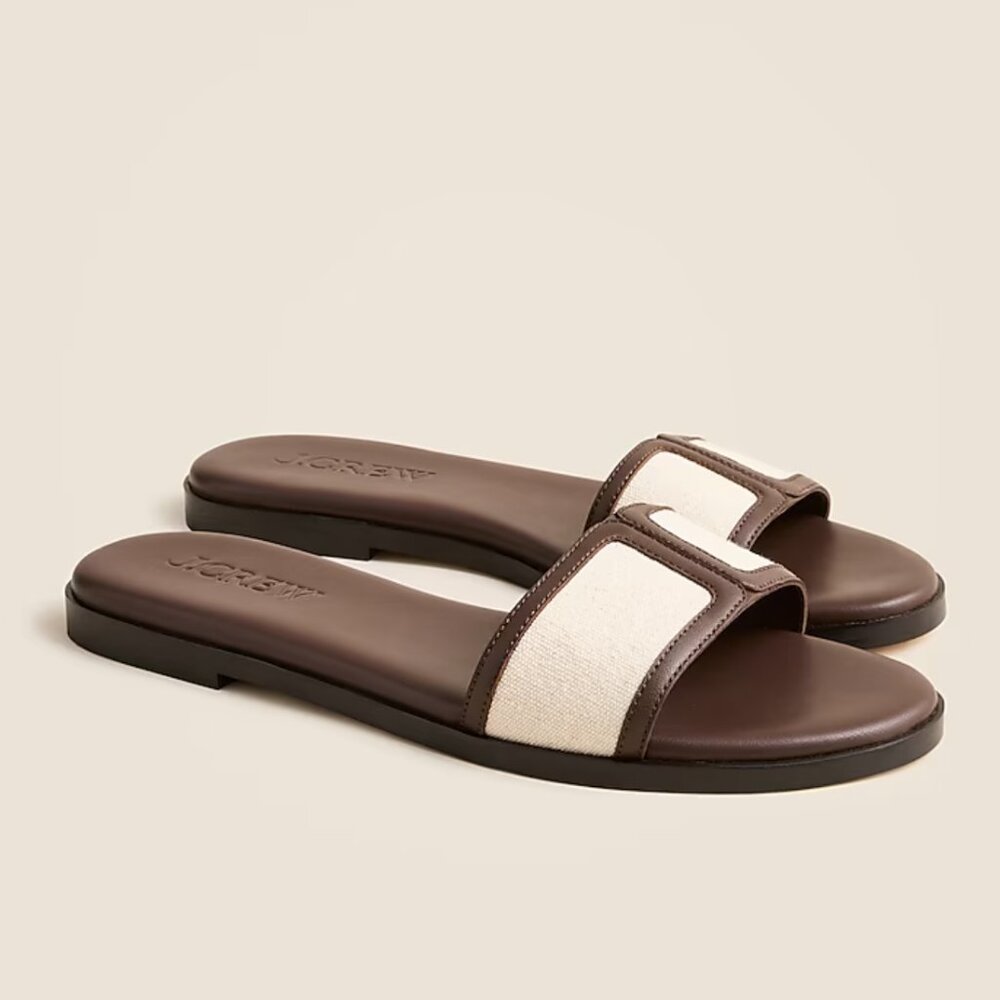 🤎✨ J.‎ Crew Georgina Sandals in Canvas & Leather – Brown - Size 8.5 (NEW) ✨🤎